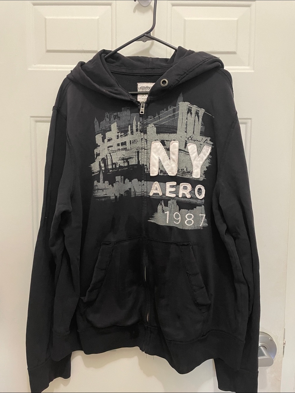 Aeropostale Black NY Graphic Zip Hoodie